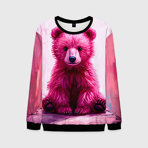 Мужской свитшот Розовый медведь / 3D-Черный – фото 1
