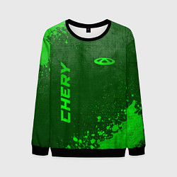 Свитшот мужской Chery - green gradient вертикально, цвет: 3D-черный