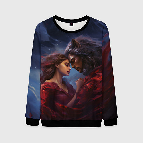 Мужской свитшот Девушка и оборотень / 3D-Черный – фото 1