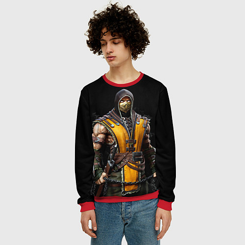 Мужской свитшот Mortal kombat - Scorpion / 3D-Красный – фото 3