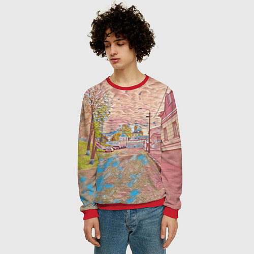 Мужской свитшот Старый город / 3D-Красный – фото 3