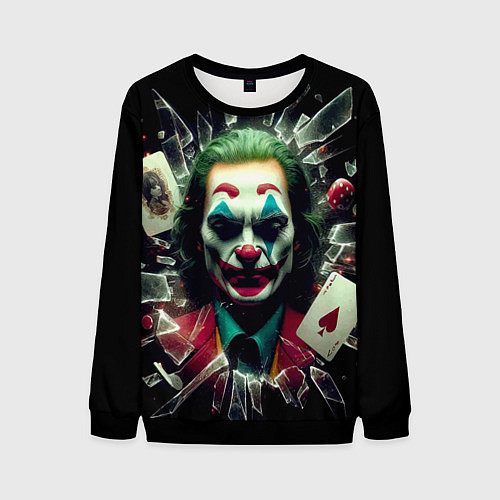 Мужской свитшот Джокер - разбитое стекло / 3D-Черный – фото 1