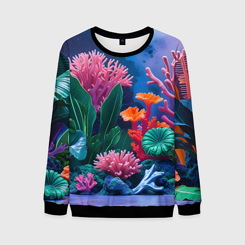 Мужской свитшот Подводные кораллы / 3D-Черный – фото 1