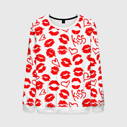Свитшот мужской Губы и сердца, цвет: 3D-белый