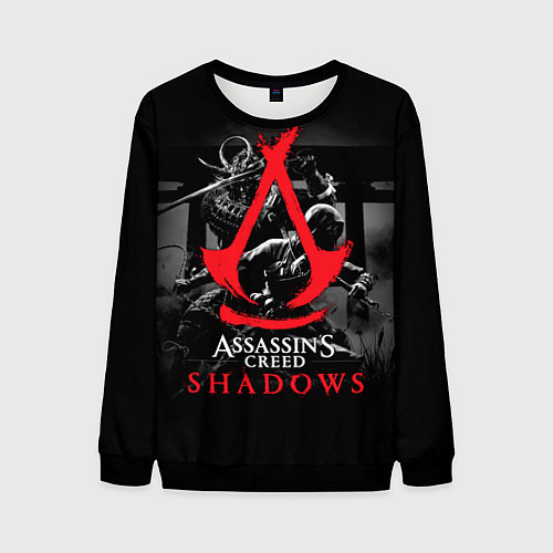 Мужской свитшот Assassins Creed Shadows - samurai / 3D-Черный – фото 1