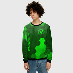Свитшот мужской Changan - green gradient вертикально, цвет: 3D-черный — фото 2