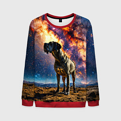 Свитшот мужской Немецкий дог и космическое небо, цвет: 3D-красный