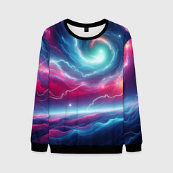 Мужской свитшот Spiral neon galaxy - ai art fantasy
