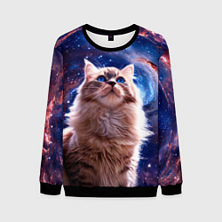 Свитшот мужской Невская маскарадная кошка в космосе, цвет: 3D-черный