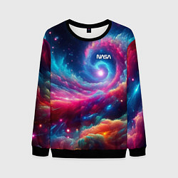 Свитшот мужской Неоновая галактическая спираль - нейроарт, цвет: 3D-черный