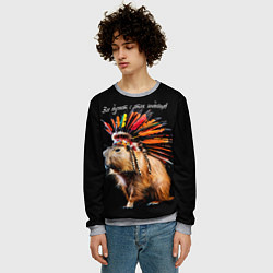 Свитшот мужской Все дуреют с этих индейцев, цвет: 3D-меланж — фото 2