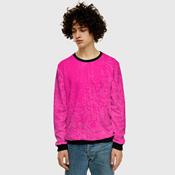 Свитшот мужской Джинс с потертостями-розовый, цвет: 3D-черный — фото 2