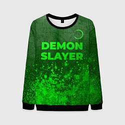 Мужской свитшот Demon Slayer - green gradient посередине