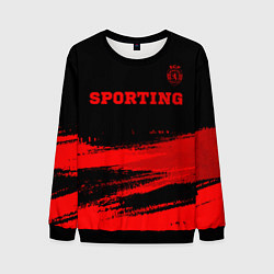 Свитшот мужской Sporting - red gradient посередине, цвет: 3D-черный