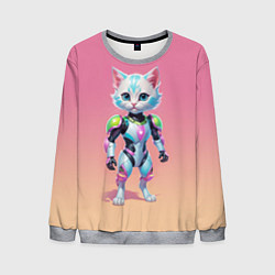 Мужской свитшот Funny kitten - cyberpunk
