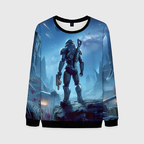 Мужской свитшот Mass Effect - ai art fantasy / 3D-Черный – фото 1