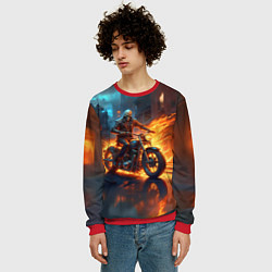 Свитшот мужской Скелет байкер, цвет: 3D-красный — фото 2