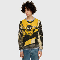 Свитшот мужской Черный человек-паук, цвет: 3D-меланж — фото 2