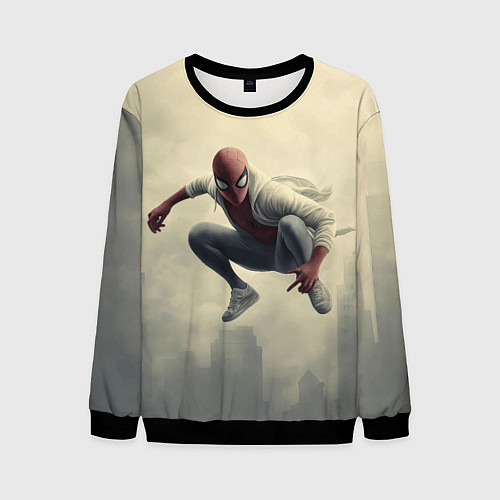 Мужской свитшот Человек паук в прыжке / 3D-Черный – фото 1