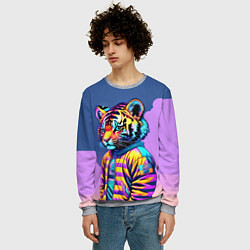 Свитшот мужской Cool tiger cub - pop art, цвет: 3D-меланж — фото 2