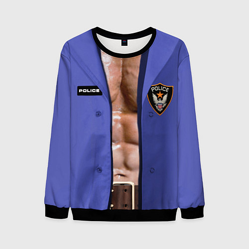 Мужской свитшот Костюм полицейского с накаченным торсом / 3D-Черный – фото 1