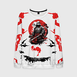 Свитшот мужской Кодекс самурая ниндзя, цвет: 3D-белый
