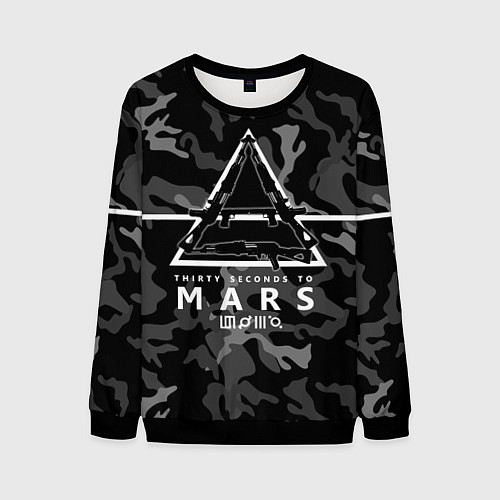 Мужской свитшот 30 Seconds to Mars - poster / 3D-Черный – фото 1