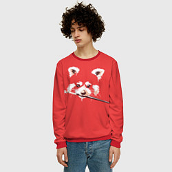 Свитшот мужской Красная панда с кисточкой в зубах, цвет: 3D-красный — фото 2