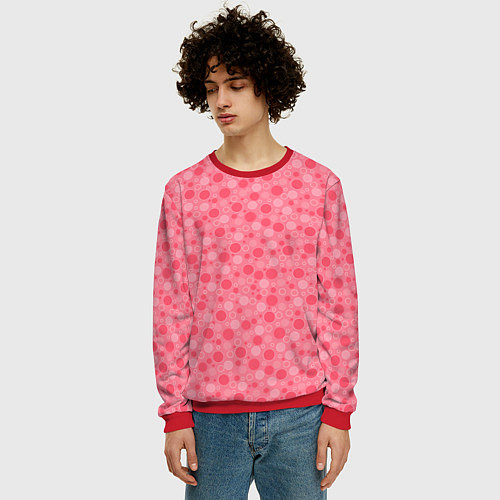 Мужской свитшот Красные коралловые пузыри / 3D-Красный – фото 3
