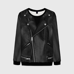 Свитшот мужской Кожаная куртка косуха, цвет: 3D-черный