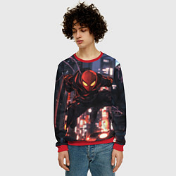 Свитшот мужской Человек паук в черном, цвет: 3D-красный — фото 2