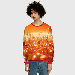 Свитшот мужской Оранжевые блестящие частицы текстура, цвет: 3D-красный — фото 2