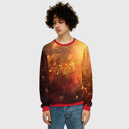Мужской свитшот Золотая блестящая текстура / 3D-Красный – фото 3