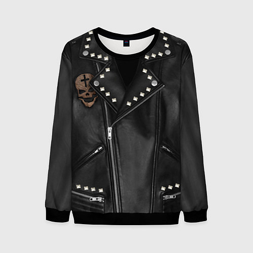 Мужской свитшот Косуха с черепом / 3D-Черный – фото 1