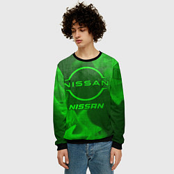 Свитшот мужской Nissan - green gradient, цвет: 3D-черный — фото 2