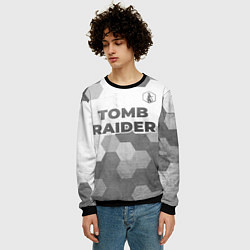 Свитшот мужской Tomb Raider - white gradient посередине, цвет: 3D-черный — фото 2