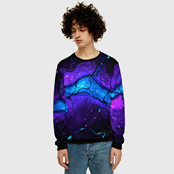 Свитшот мужской Синяя звездная полоса в плите текстура, цвет: 3D-черный — фото 2