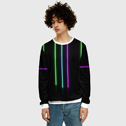 Свитшот мужской Neon stripes, цвет: 3D-белый — фото 2