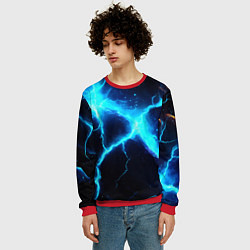 Свитшот мужской Голубой разлом из молний, цвет: 3D-красный — фото 2