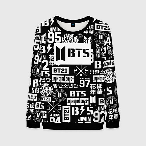 Мужской свитшот Bangtan Boys pattern black / 3D-Черный – фото 1