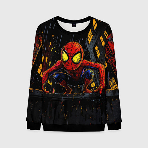 Мужской свитшот Маленький человек-паук с желтыми глазами / 3D-Черный – фото 1