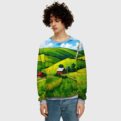 Свитшот мужской Русская деревенька, цвет: 3D-меланж — фото 2