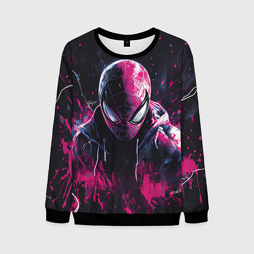 Мужской свитшот Человек-паук и розовая краска / 3D-Черный – фото 1