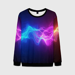 Свитшот мужской Звуковая волна неоновый узор, цвет: 3D-черный