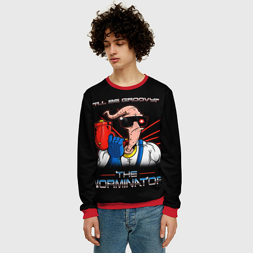 Мужской свитшот Jim - worminator / 3D-Красный – фото 3