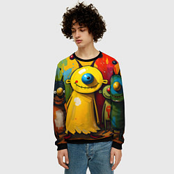 Свитшот мужской Арт с человечками, цвет: 3D-черный — фото 2
