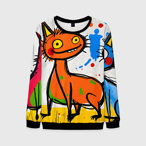 Мужской свитшот Смешные зверята / 3D-Черный – фото 1