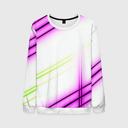 Свитшот мужской Green white pink line, цвет: 3D-белый