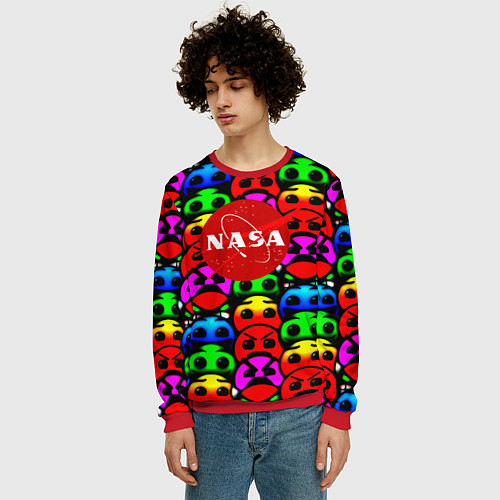 Мужской свитшот NASA smile / 3D-Красный – фото 3
