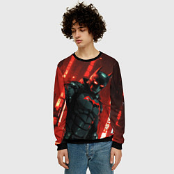 Свитшот мужской Черный Бэтмен на фоне красного города, цвет: 3D-черный — фото 2